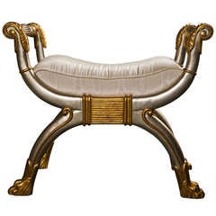 Vintage French Neoclassical Style Gilded Bench by Maitland Smith