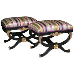 Pair of Maison Jansen Style X Benches or Footstools