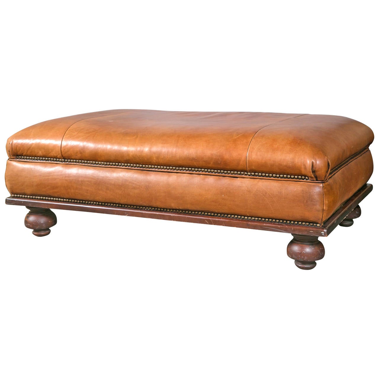 Ralph Lauren Leather Ottoman or Footstool at 1stDibs | leather ottaman