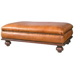 Antique Ralph Lauren Leather Ottoman or Footstool