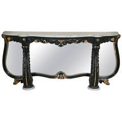 Ebonized Marble-Top Console Table by Maison Jansen 10