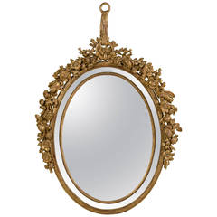 French Giltwood Carved Oval Mirror