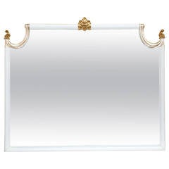 Hollywood Regency White Lacquered Giltwood Wall or Console Mirror 11
