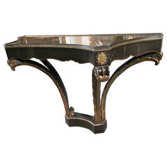 Ebony and Gilt Wall-Mounted Console Table