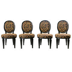 Set of 4 Ebonized Louis XIV Style Dining Chairs Maison Jansen