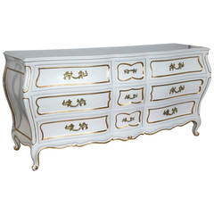 White Lacquered Louis XV Style Bombe Dresser 1
