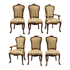 Set of Six Side French Dining Room Chairs Style of Linke