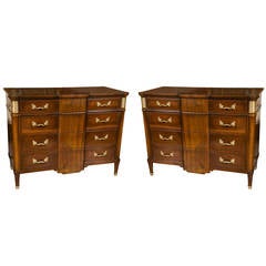 Pair of Mahogany Four-Drawer Commode or Chests Attributed to Maison Jansen