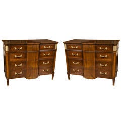 Vintage Pair of Mahogany Four-Drawer Commode or Chests Attributed to Maison Jansen