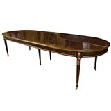 French Louis XVI Style Rosewood Oval Dining Table by Jansen
