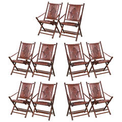 Set of 24 Leather Bamboo Style Folding Chairs 7