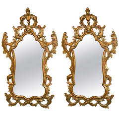 Pair of Gilt Rococo Carved Mirrors