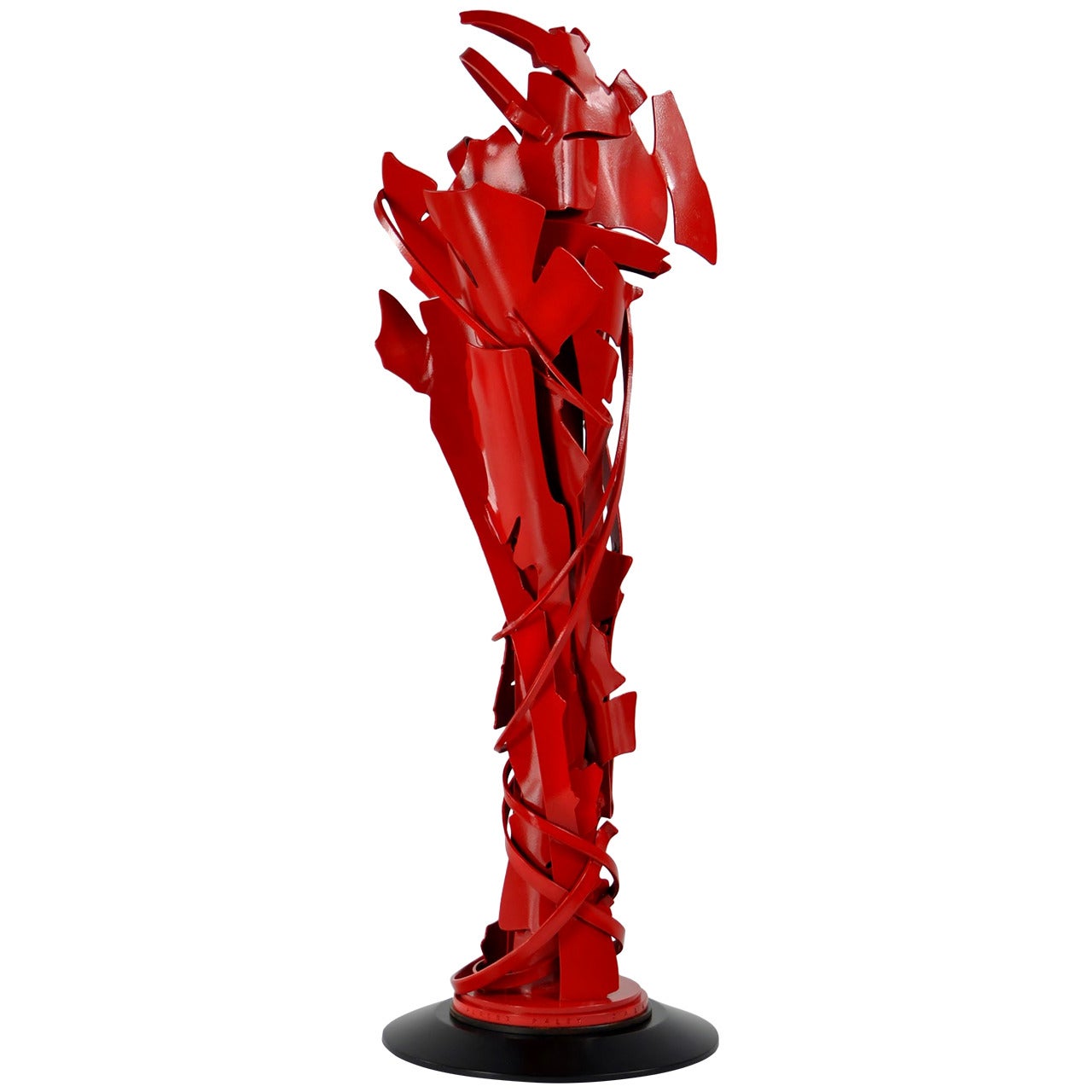 Albert Paley "Coalescence Sculpture", Red Metal with Wood Base, 2014