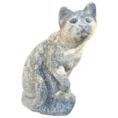 English Cast Stone Cat Statue