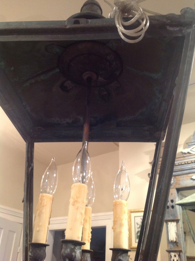 Large 19th C English Copper Lantern In Distressed Condition In Woodbury, CT
