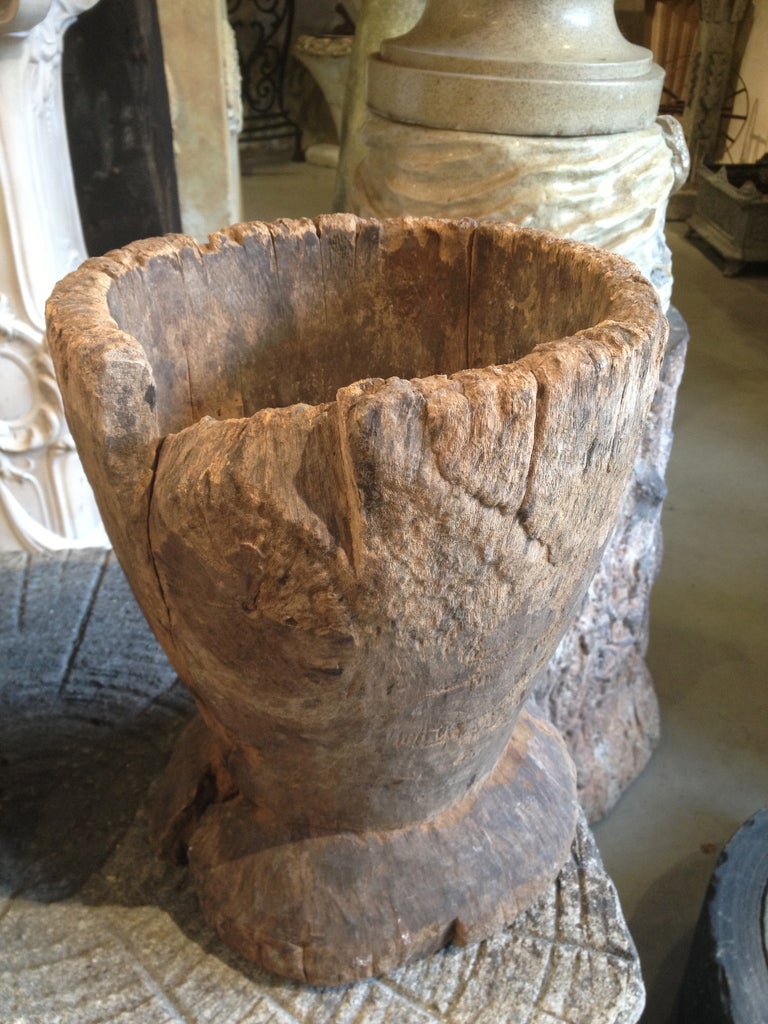 Ancient French Wooden Vessels or Mortars In Good Condition For Sale In Woodbury, CT