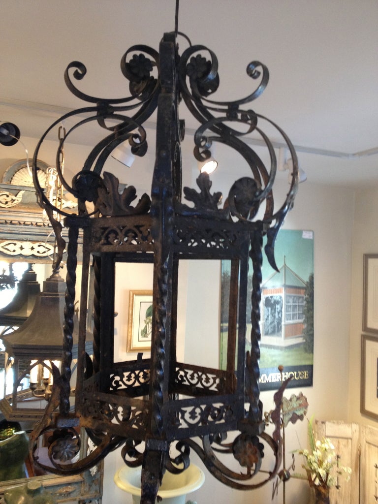 19th C Rococo French Iron Lantern