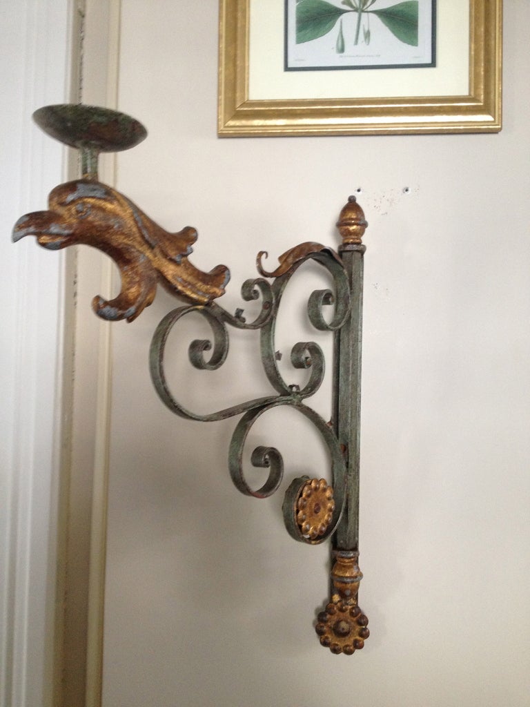 Pair of Decorative French Griffin Candle Sconces In Excellent Condition In Woodbury, CT