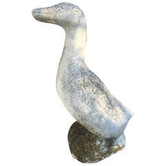 Mossy English Cast Stone Duck Statue