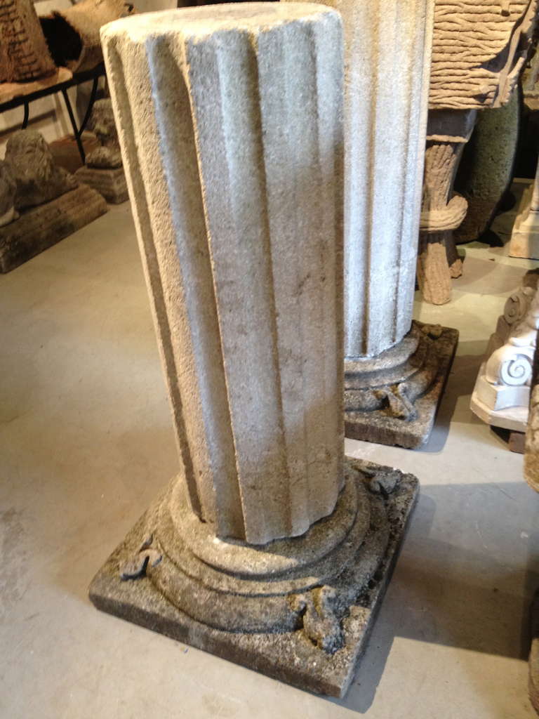 Magnificent Pair Limestone Column Table Bases 2