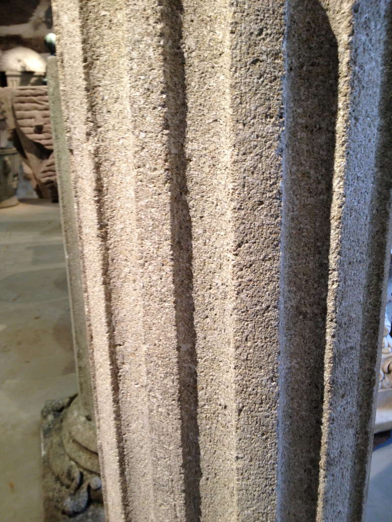 British Magnificent Pair Limestone Column Table Bases