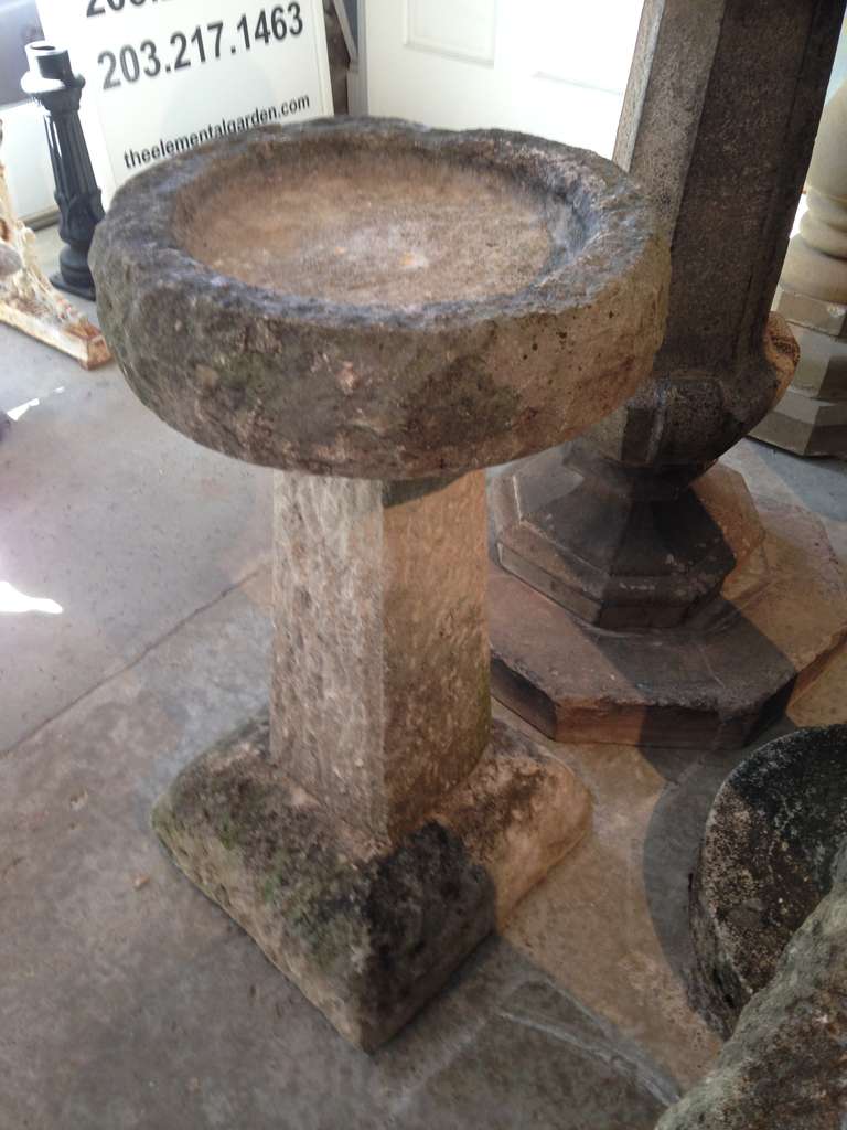 Tall English Carved Stone Birdbath In Excellent Condition In Woodbury, CT