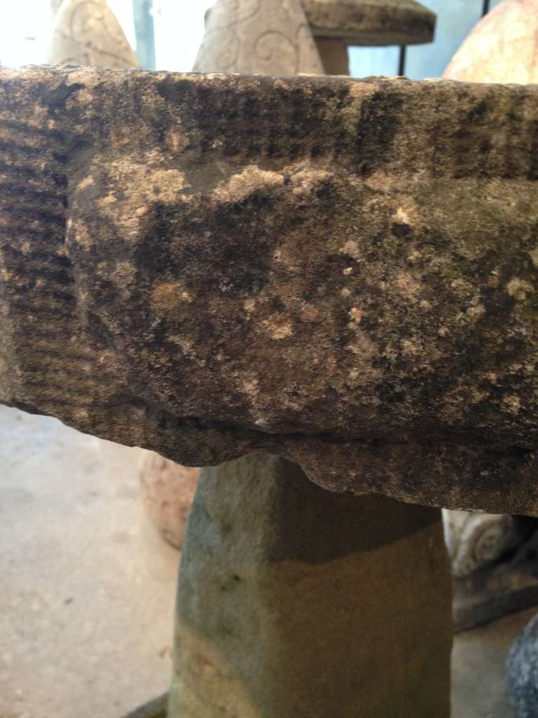 Rare Octagonal Carved Stone English Birdbath 4