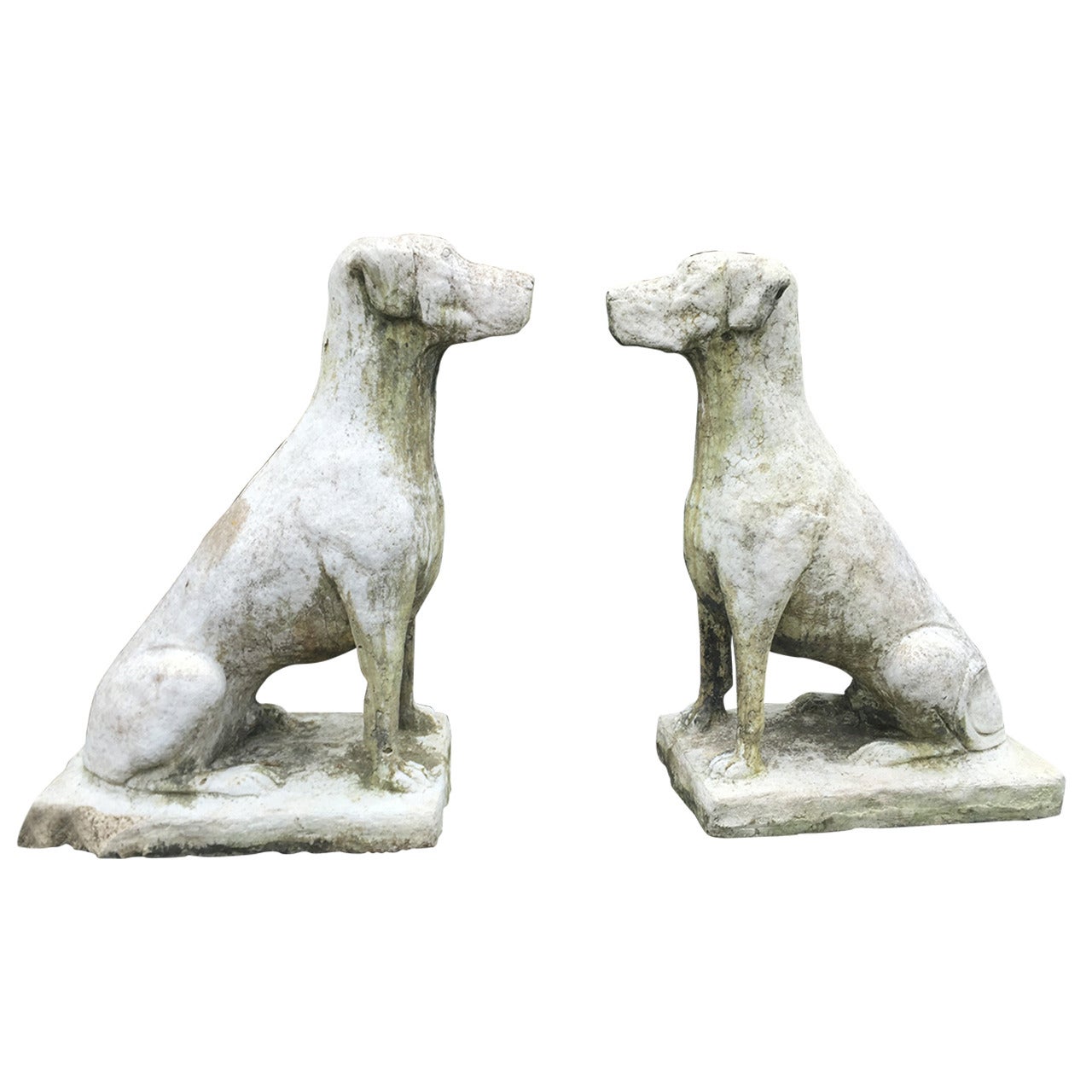 Huge Pair of English Sentry Dog Statues