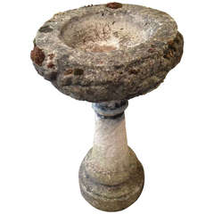 Vintage Charming English Cottage Cast Stone Birdbath