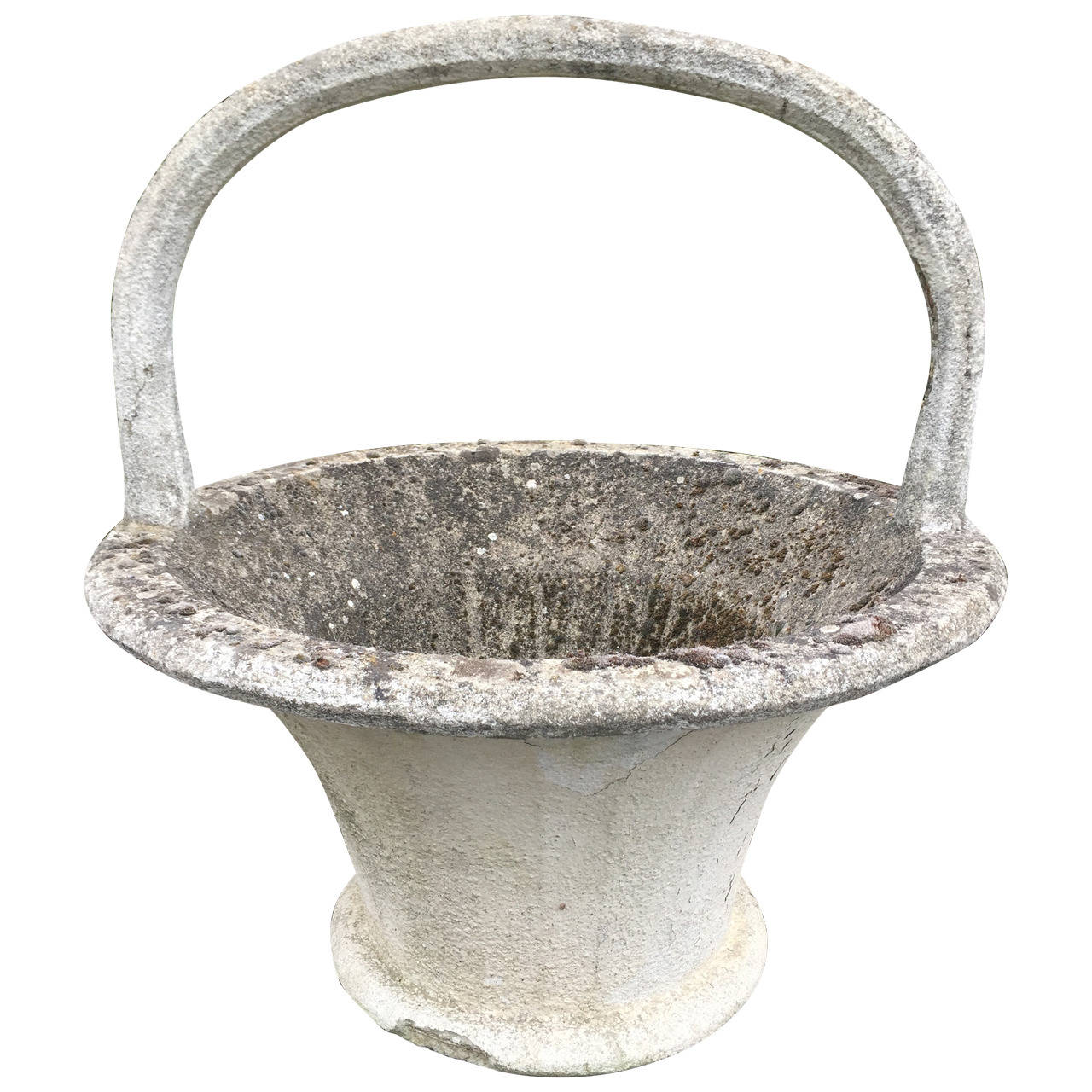 Huge Rare French Cast Stone Garden Basket For Sale at 1stdibs