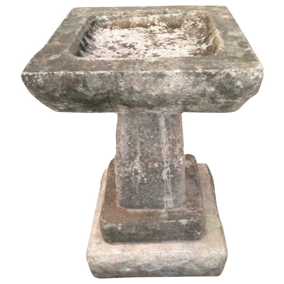 Charming Square Cast Stone Birdbath