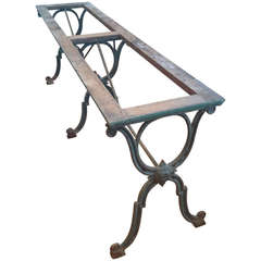 Antique Fabulous Long French Cast Iron Dining Table