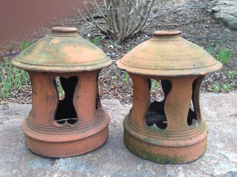 Mid-20th Century Four French Terracotta Garden Lanterns