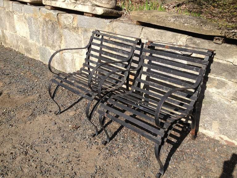 Pair of Heavy Wrought Iron Garden Lounge Chairs (1) at 1stdibs