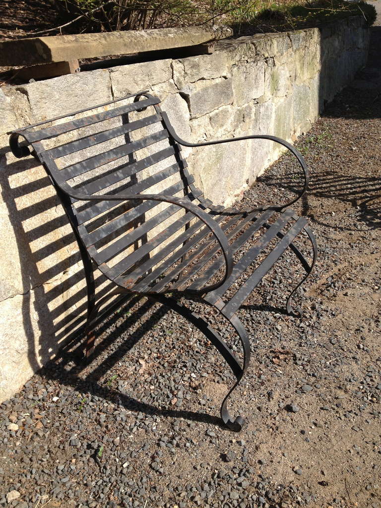 Pair of Heavy Wrought Iron Garden Lounge Chairs (1) at 1stdibs