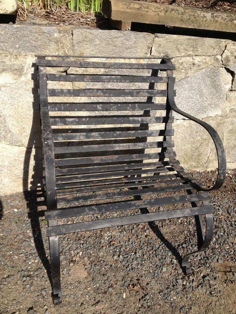 Pair of Heavy Wrought Iron Garden Lounge Chairs (1) at 1stdibs