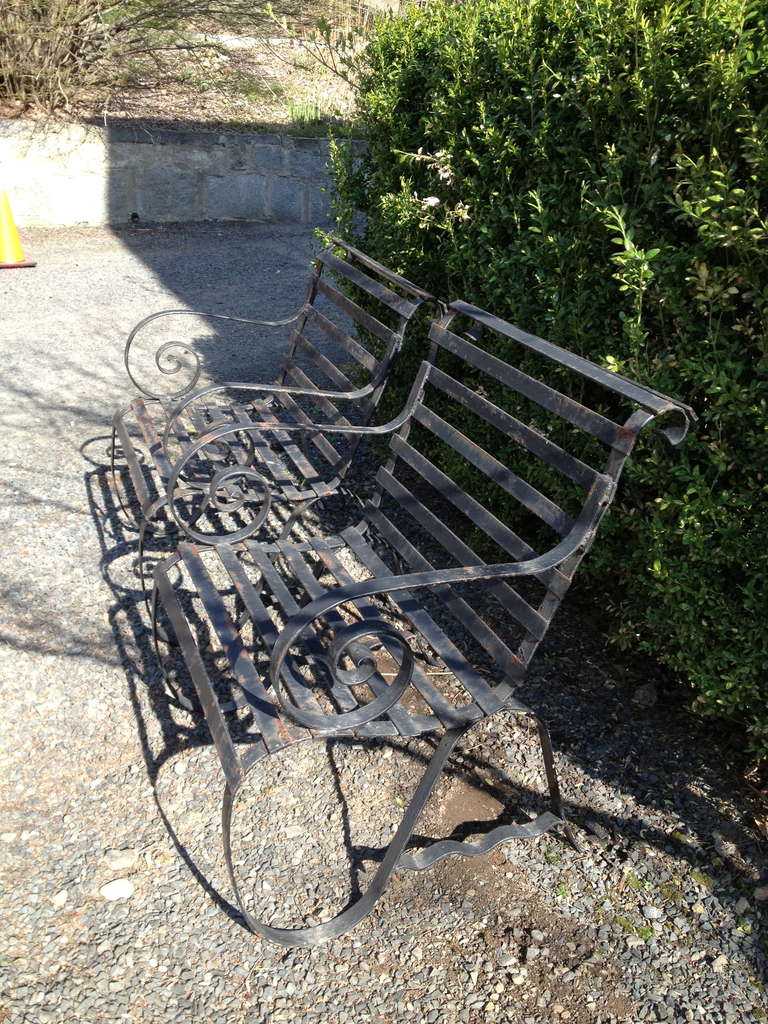 Pair of Heavy Wrought Iron Garden Lounge Chairs (2) at 1stdibs
