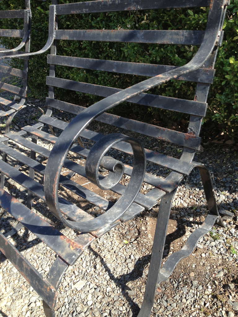 Pair of Heavy Wrought Iron Garden Lounge Chairs (2) at 1stdibs