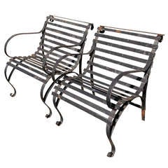 Pair of Heavy Wrought Iron Garden Lounge Chairs (#1)