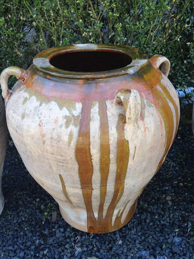 20th Century Three Demiglazed Basque Terracotta Amphora