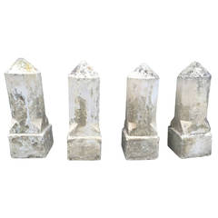 Two Pairs of French Carved Stone Obelisks