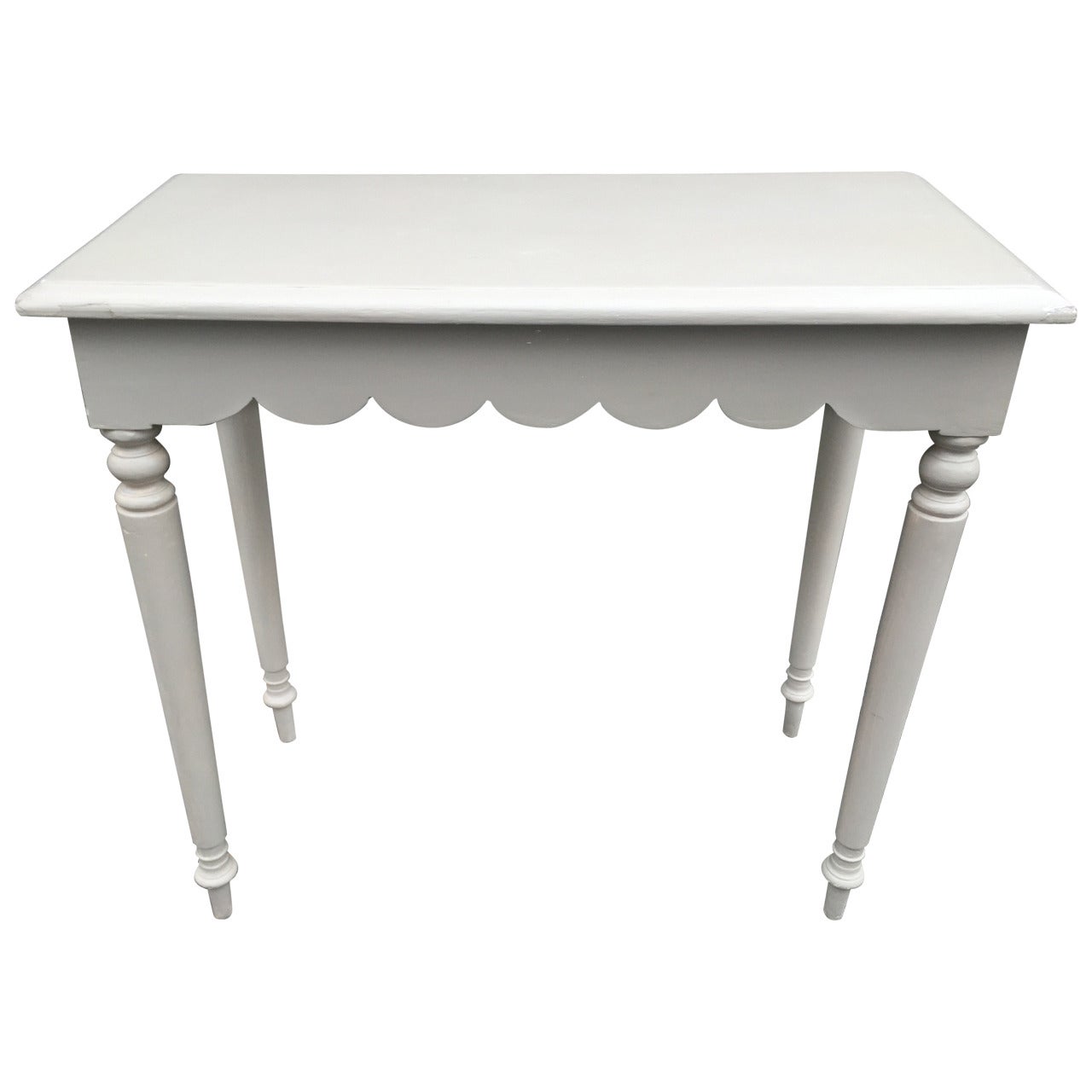 Painted French Scalloped Side Table For Sale