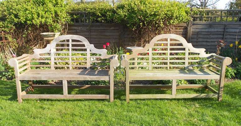 We sourced this beautifully-constructed pair of teak Lutyens benches from a posh estate in the south of England.  In wonderful condition and lightly silvered, they will deliver decades of pleasure and lend an elegant note to your classical garden,