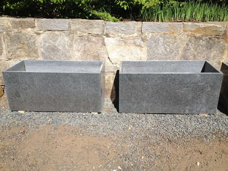Hand-Crafted Two Pairs of Large Contemporary Granite Planters
