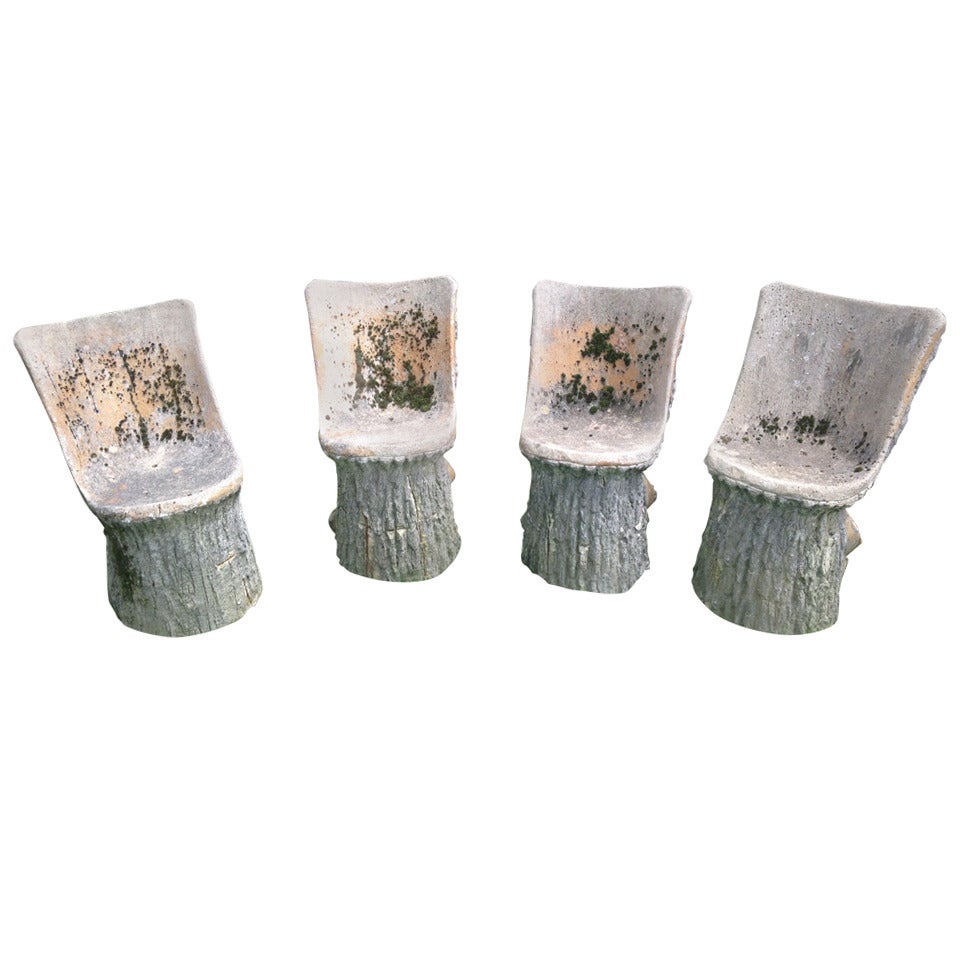 Fabulous Set of Four Faux Bois Chairs
