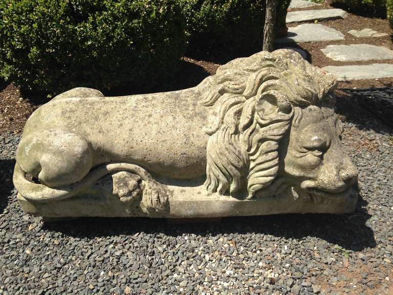 British Gorgeous Pair of Large English Stone Lions