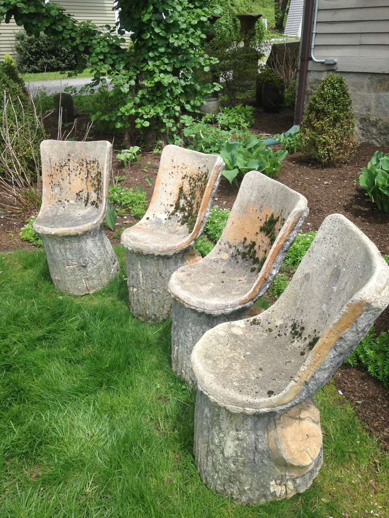 20th Century Fabulous Set of Four Faux Bois Chairs
