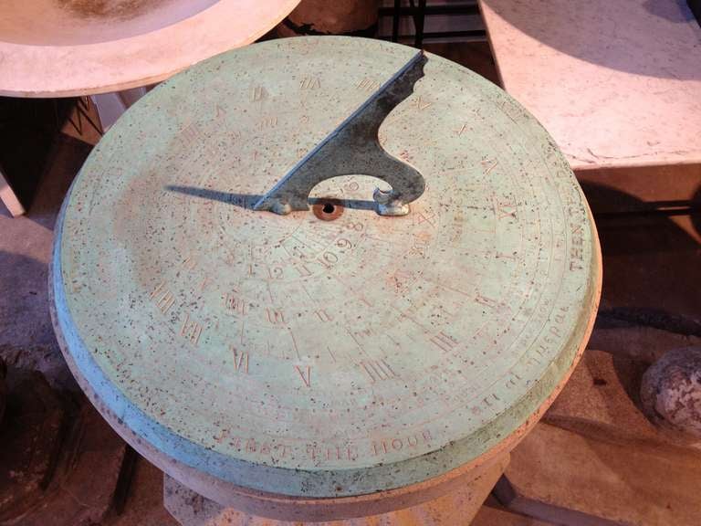 Hand-Carved Important Signed 19th Century English Stone Sundial with Provenance