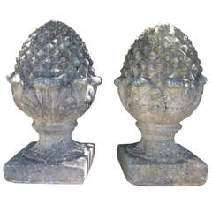 Wonderful Pair of English Pineapple Stone Finials