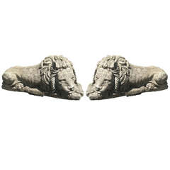 Gorgeous Pair of Large English Stone Lions